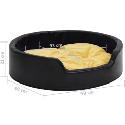 Maison Exclusive Niches, Paniers Et Transports | - Lit pour chiens noir et jaune 99x89x21 cm peluche et similicuir