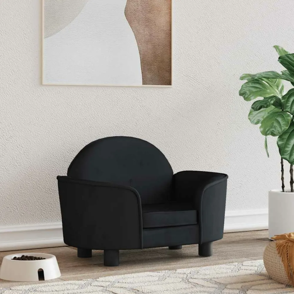 Maison Exclusive Niches, Paniers Et Transports | - Lit pour chien noir 66x40x45 cm velours