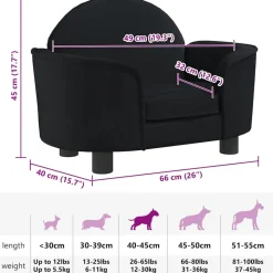 Maison Exclusive Niches, Paniers Et Transports | - Lit pour chien noir 66x40x45 cm velours