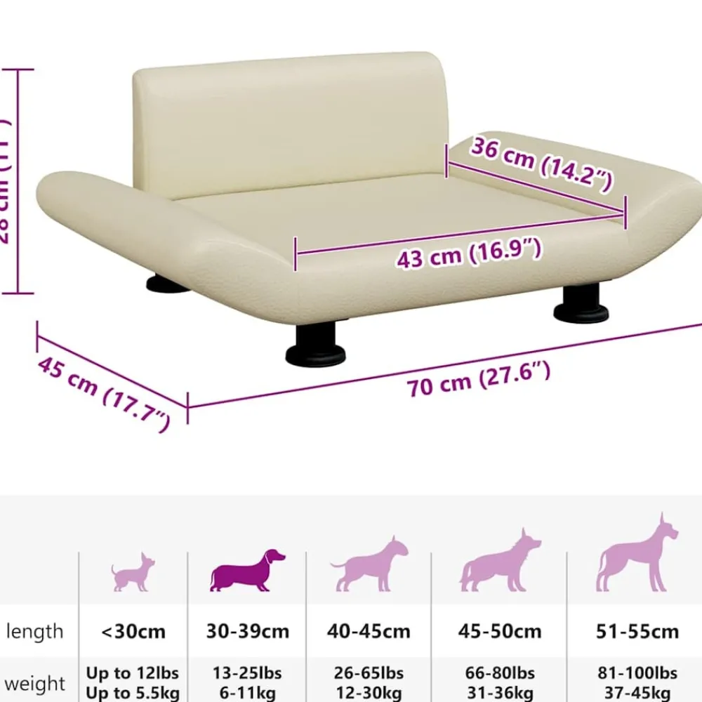 Maison Exclusive - Lit pour chien crème 70x45x28 cm similicuir Outlet