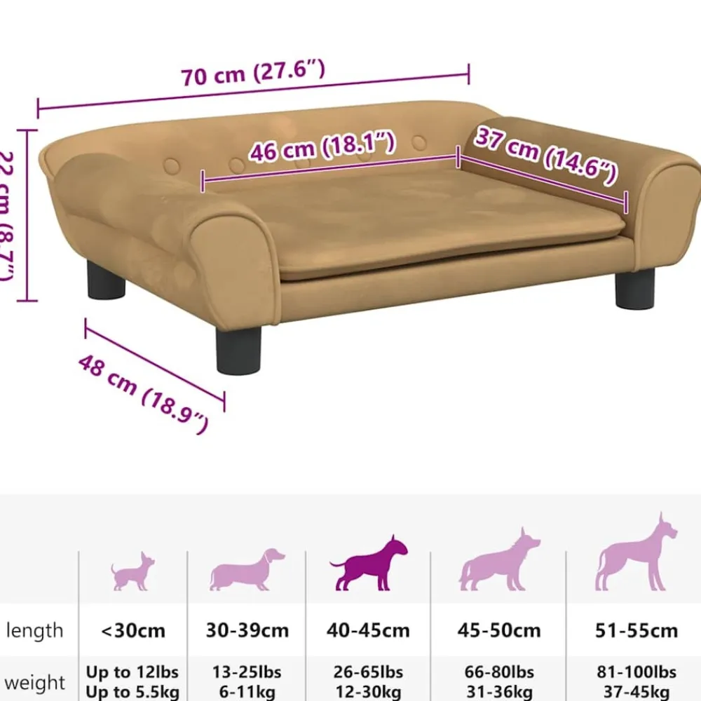 Maison Exclusive - Lit pour chien marron 70x48x22 cm velours Online