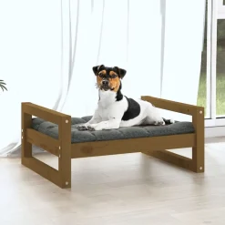 Maison Exclusive Niches, Paniers Et Transports | - Lit pour chien blanc 105,5x75,5x28 cm bois de pin solide