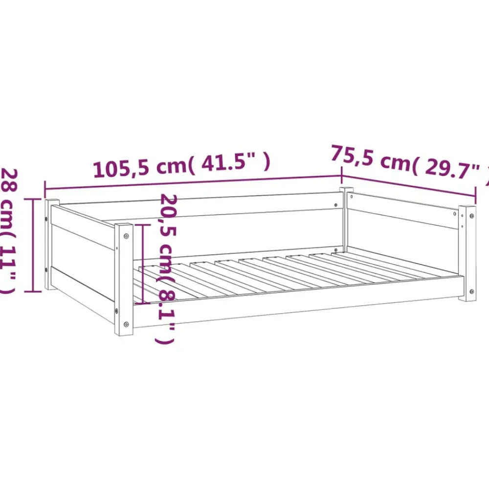 Maison Exclusive Niches, Paniers Et Transports | - Lit pour chien 105,5x75,5x28 cm bois de pin solide