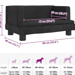 Maison Exclusive Niches, Paniers Et Transports | - Lit pour chien noir 60x40x30 cm velours