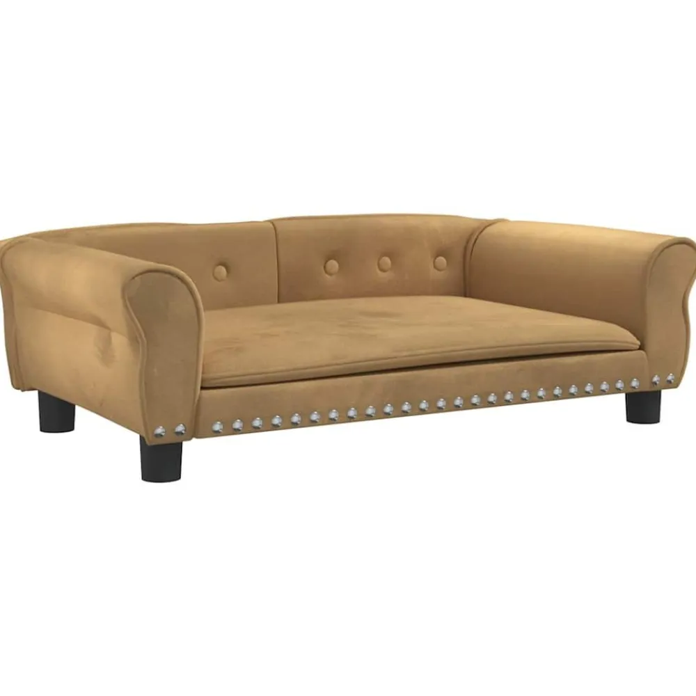 Maison Exclusive Niches, Paniers Et Transports | - Lit pour chien marron 95x55x30 cm velours