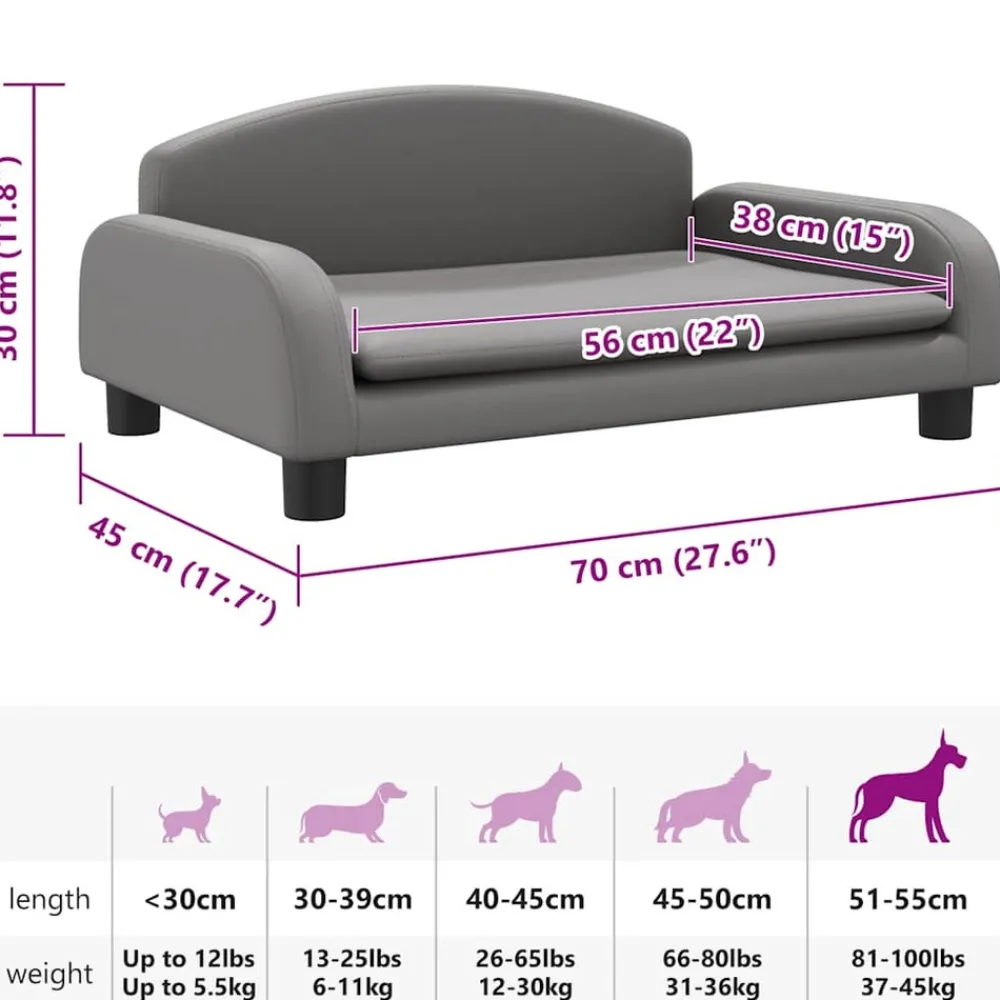 Maison Exclusive Niches, Paniers Et Transports | - Lit pour chien gris 70x45x30 cm similicuir