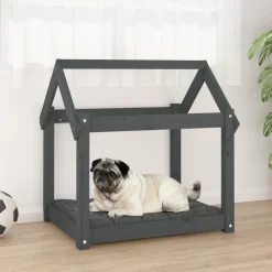 Maison Exclusive Niches, Paniers Et Transports | - Lit pour chien gris 71x55x70 cm bois de pin solide