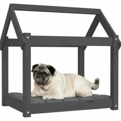 Maison Exclusive Niches, Paniers Et Transports | - Lit pour chien gris 71x55x70 cm bois de pin solide