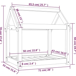 Maison Exclusive Niches, Paniers Et Transports | - Lit pour chien gris 71x55x70 cm bois de pin solide