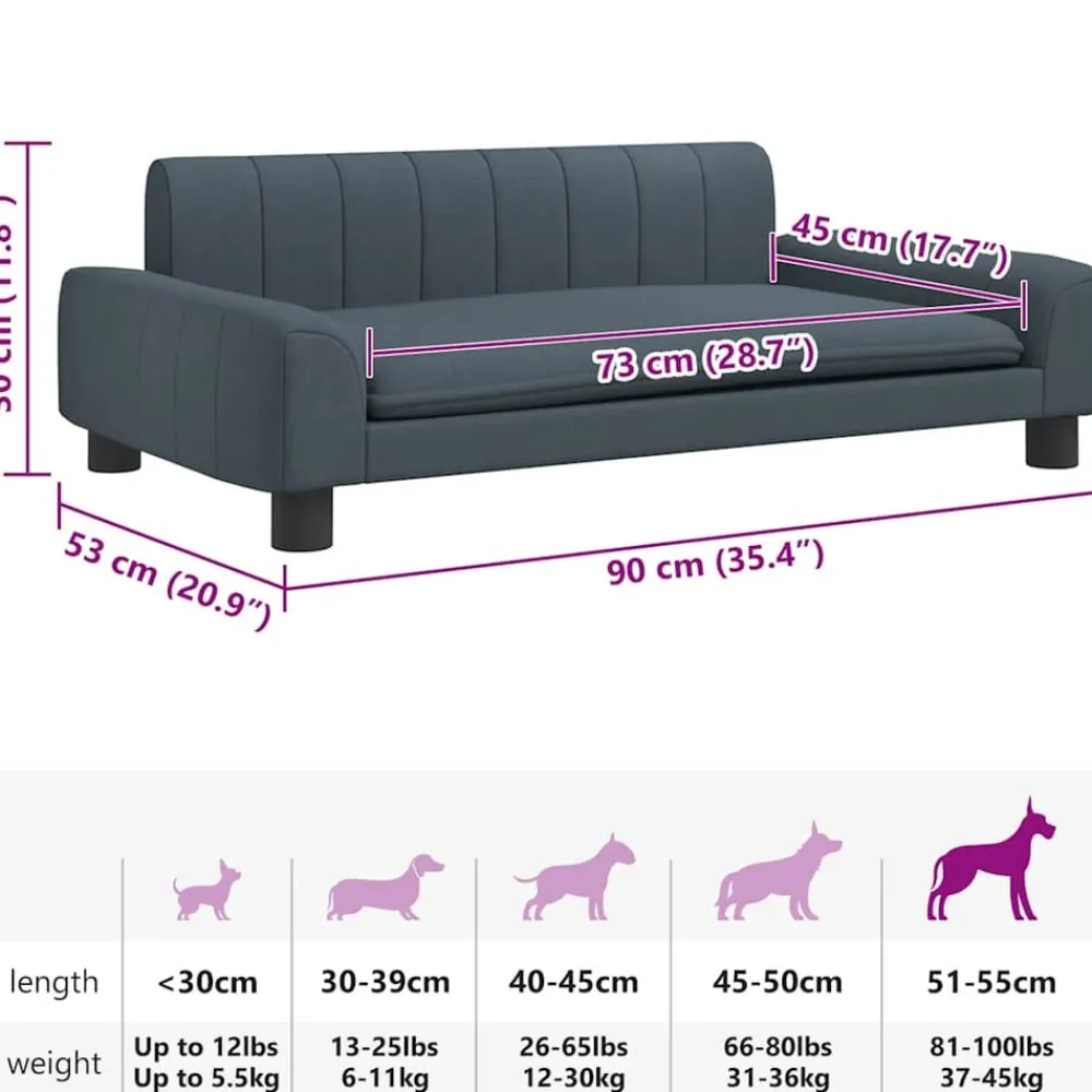 Maison Exclusive - Lit pour chien gris foncé 90x53x30 cm tissu Online