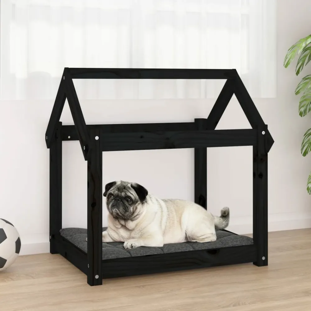 Maison Exclusive - Lit pour chien noir 71x55x70 cm bois de pin solide Best