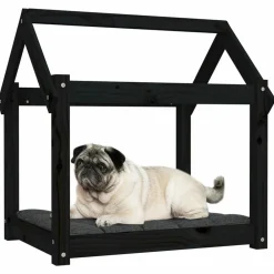 Maison Exclusive - Lit pour chien noir 71x55x70 cm bois de pin solide Best