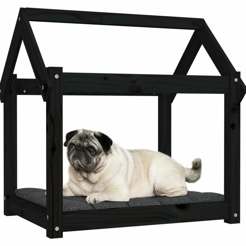 Maison Exclusive - Lit pour chien noir 71x55x70 cm bois de pin solide Best