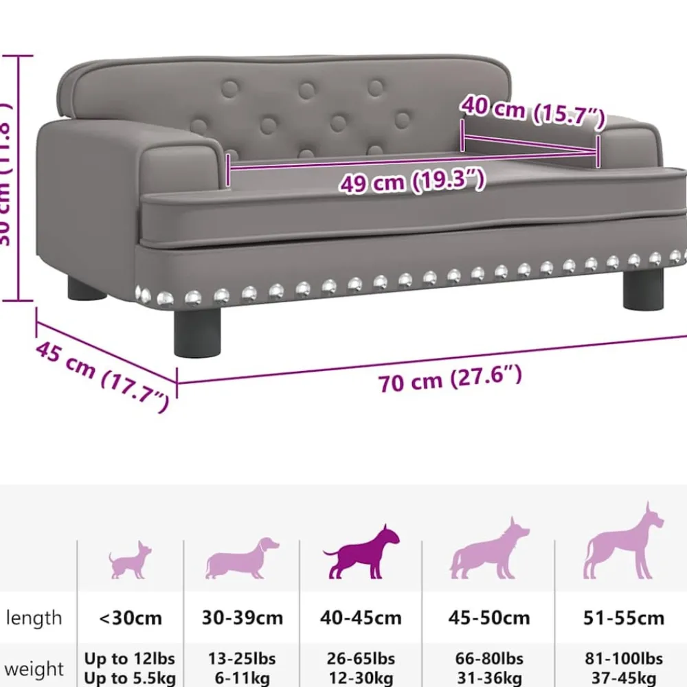 Maison Exclusive - Lit pour chien gris 70x45x30 cm similicuir New