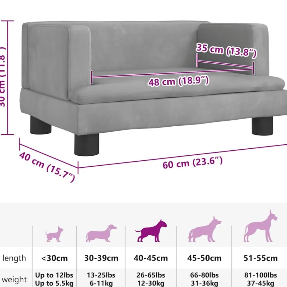 Maison Exclusive Niches, Paniers Et Transports | - Lit pour chien gris clair 60x40x30 cm velours