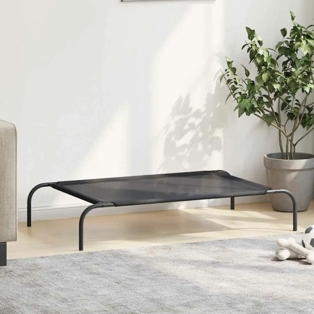 Maison Exclusive Niches, Paniers Et Transports | - Lit surélevé pour chien noir l textilène
