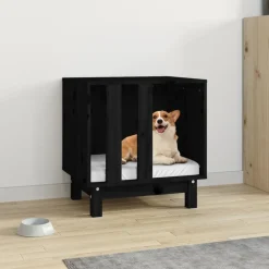 Maison Exclusive Niches, Paniers Et Transports | - Niche pour chien noir 50x40x52 cm bois de pin massif