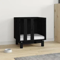 Maison Exclusive Niches, Paniers Et Transports | - Niche pour chien noir 50x40x52 cm bois de pin massif