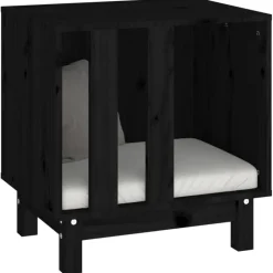 Maison Exclusive Niches, Paniers Et Transports | - Niche pour chien noir 50x40x52 cm bois de pin massif