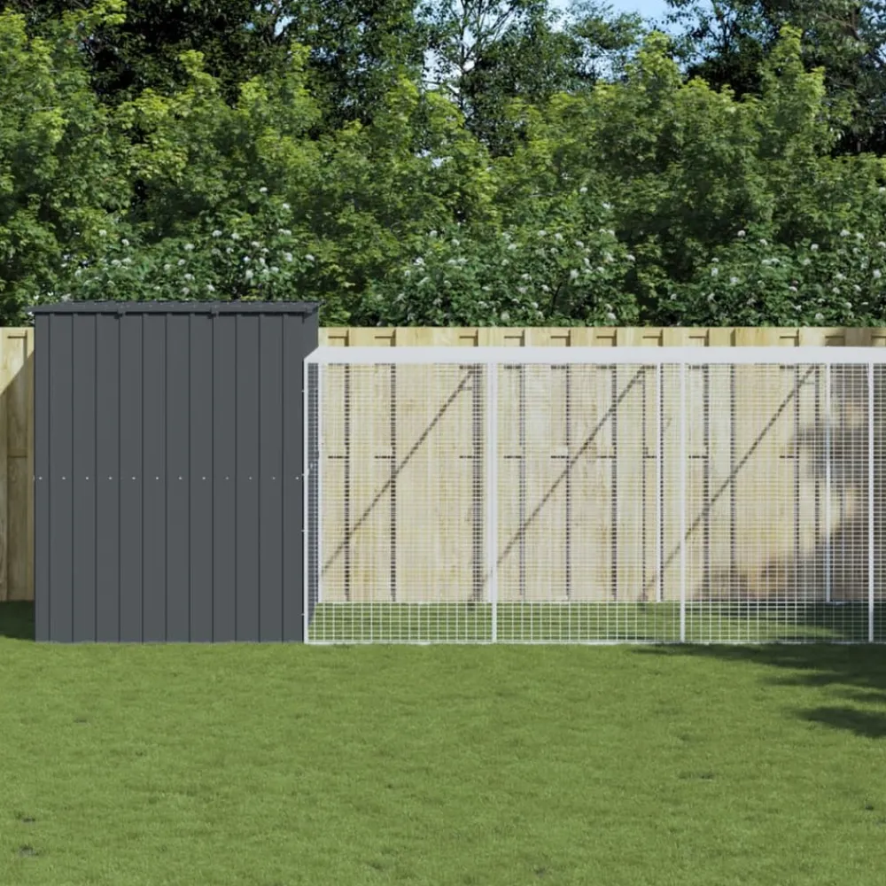 Maison Exclusive Niches, Paniers Et Transports | - Niche pour chien avec cour anthracite 214x865x181 cm