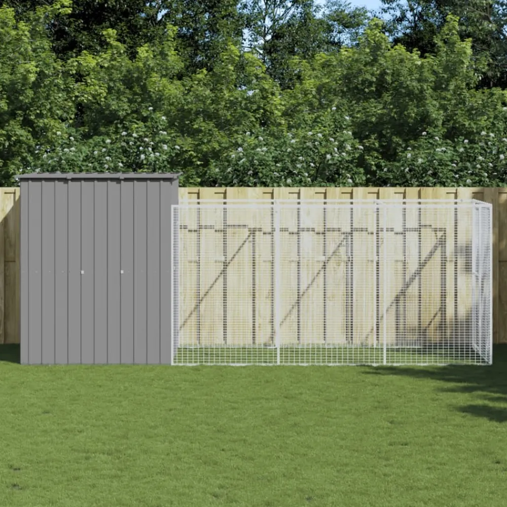 Maison Exclusive Niches, Paniers Et Transports | - Niche pour chien avec cour gris clair 165x455x181 cm