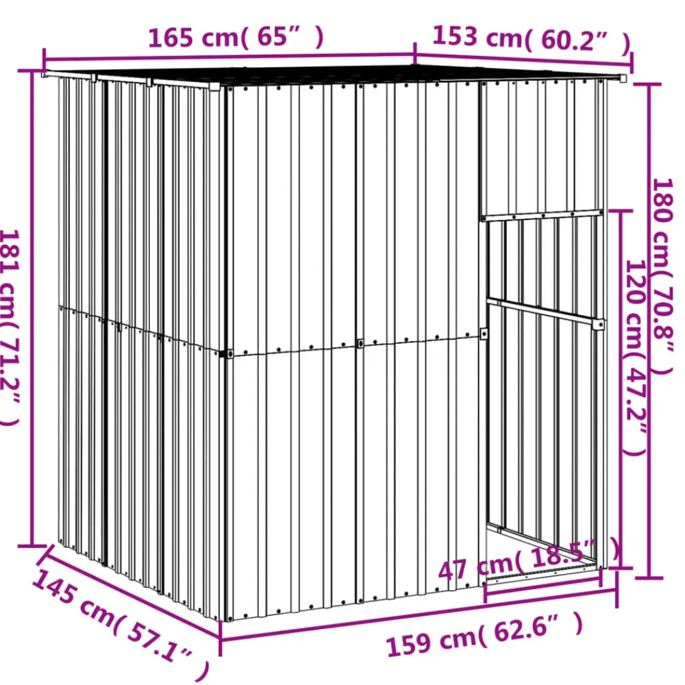 Maison Exclusive Niches, Paniers Et Transports | - Niche pour chien avec cour anthracite 214x1069x181 cm