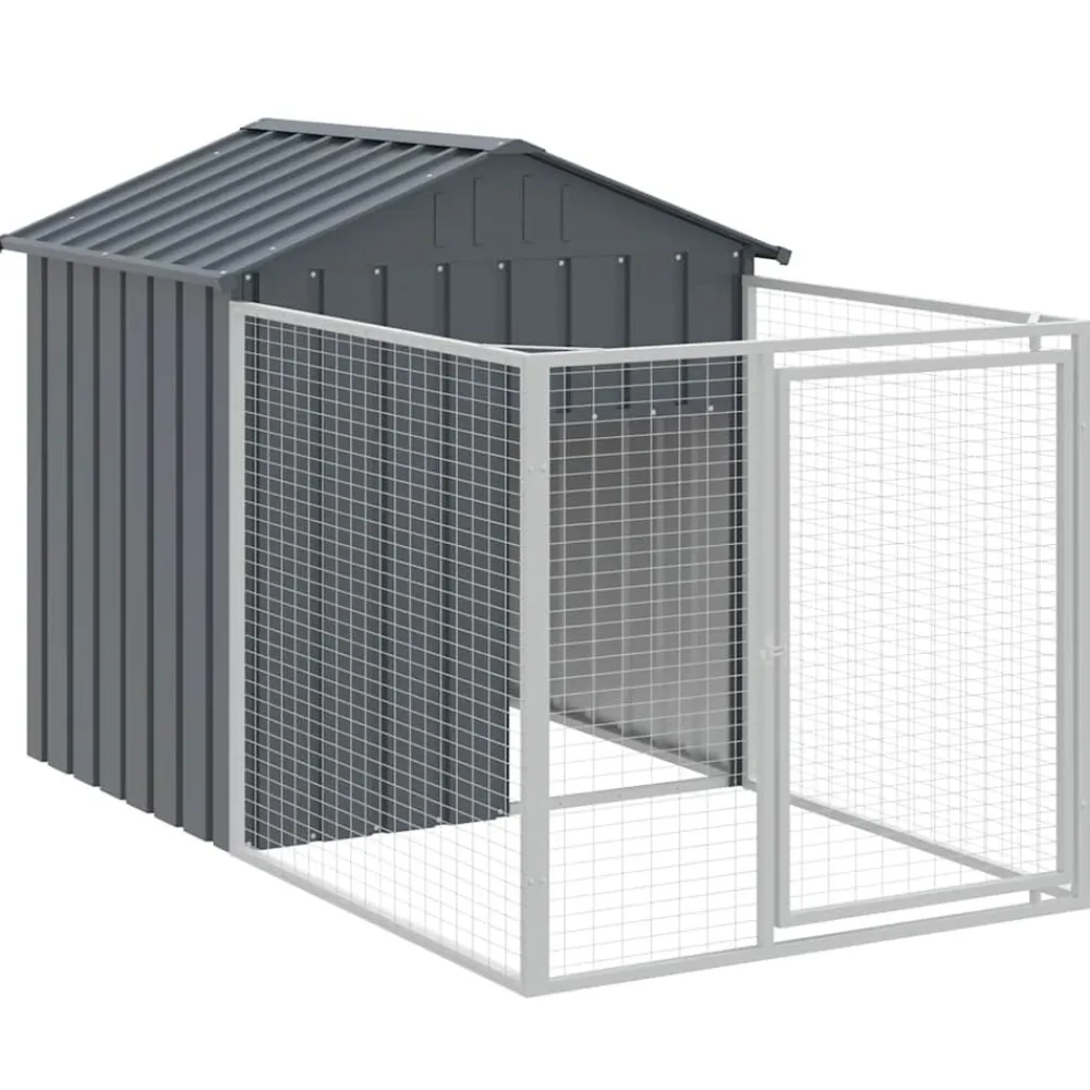 Maison Exclusive Niches, Paniers Et Transports | - Niche pour chien avec cour anthracite 117x201x123 cm