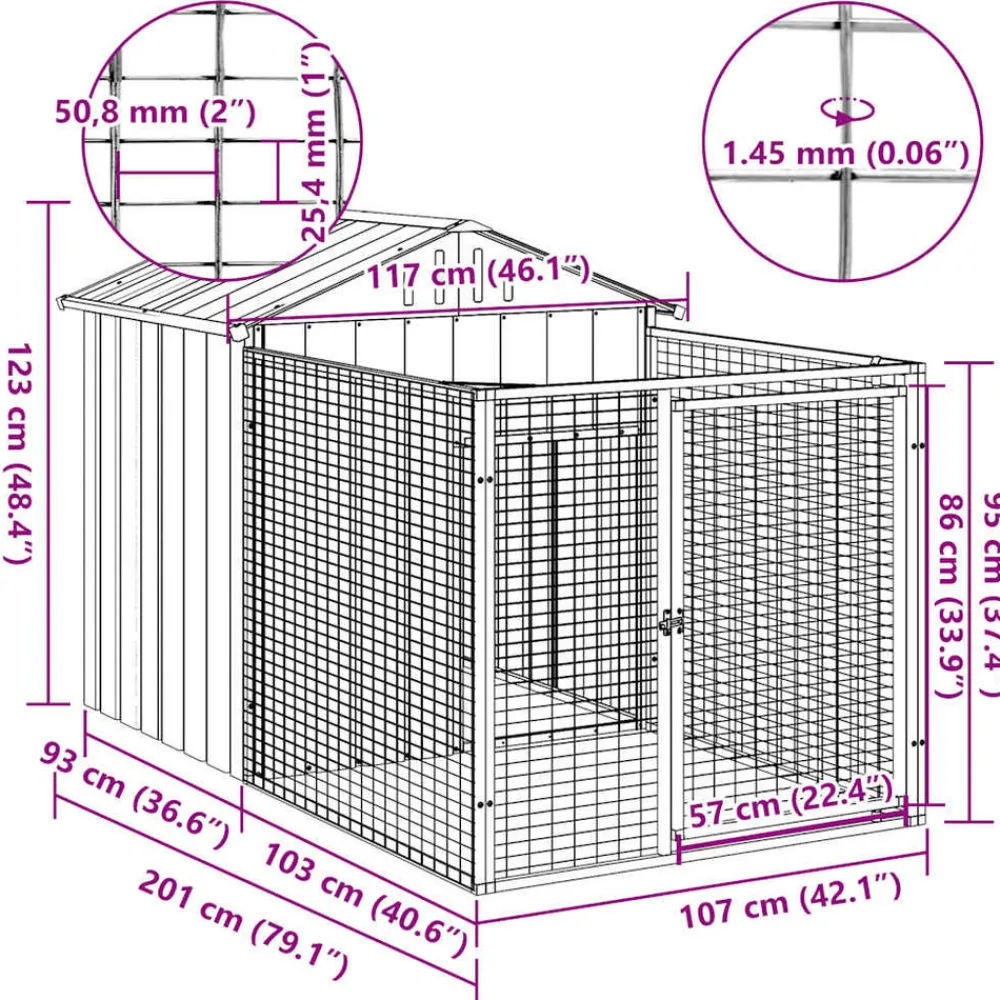 Maison Exclusive Niches, Paniers Et Transports | - Niche pour chien avec cour anthracite 117x201x123 cm