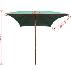 Maison Exclusive Parasols, Voiles D’Ombrage | - Parasol avec poteau en bois 200 x 300 cm vert