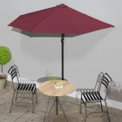 Maison Exclusive - Parasol de balcon mât en aluminium bordeaux 270x144x222 cm demi Best