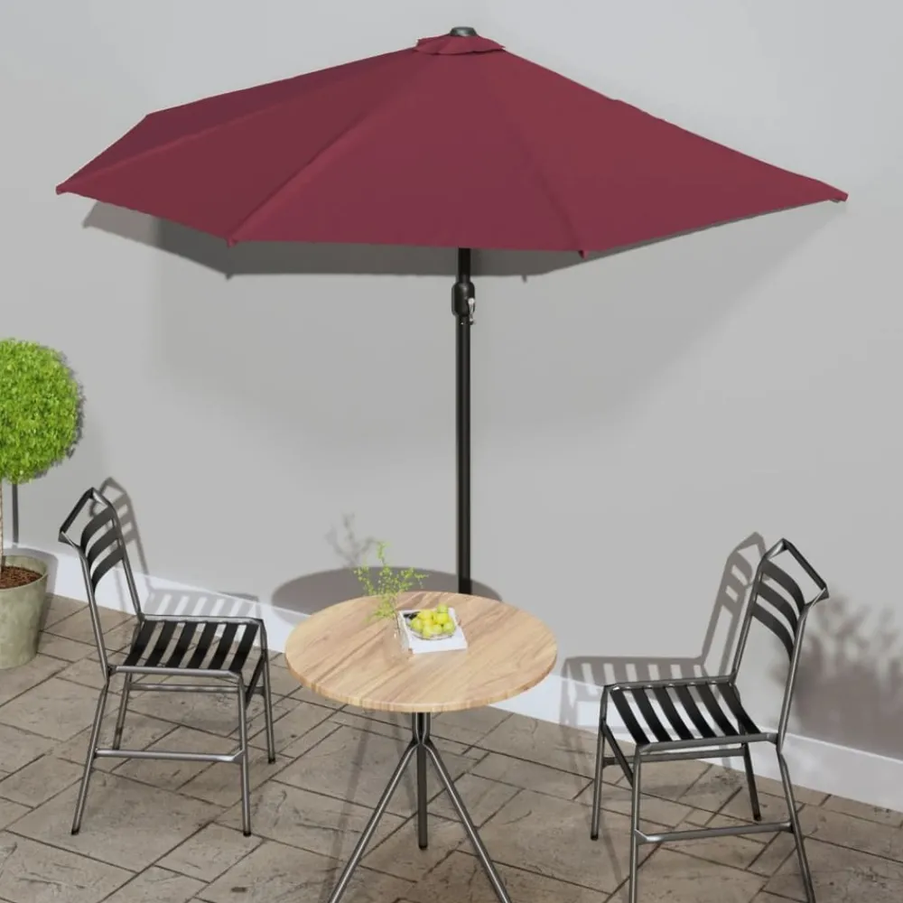 Maison Exclusive - Parasol de balcon mât en aluminium bordeaux 270x144x222 cm demi Best