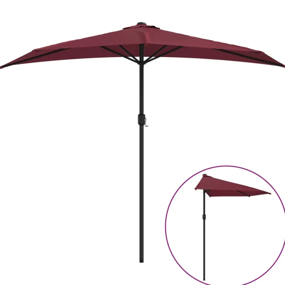 Maison Exclusive - Parasol de balcon mât en aluminium bordeaux 270x144x222 cm demi Best
