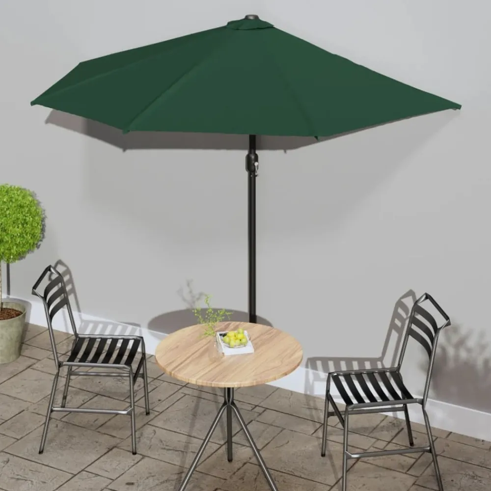 Maison Exclusive Parasols, Voiles D’Ombrage | - Parasol de balcon avec mât en aluminium vert 270x144 cm demi