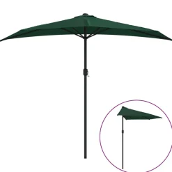 Maison Exclusive Parasols, Voiles D’Ombrage | - Parasol de balcon avec mât en aluminium vert 270x144 cm demi