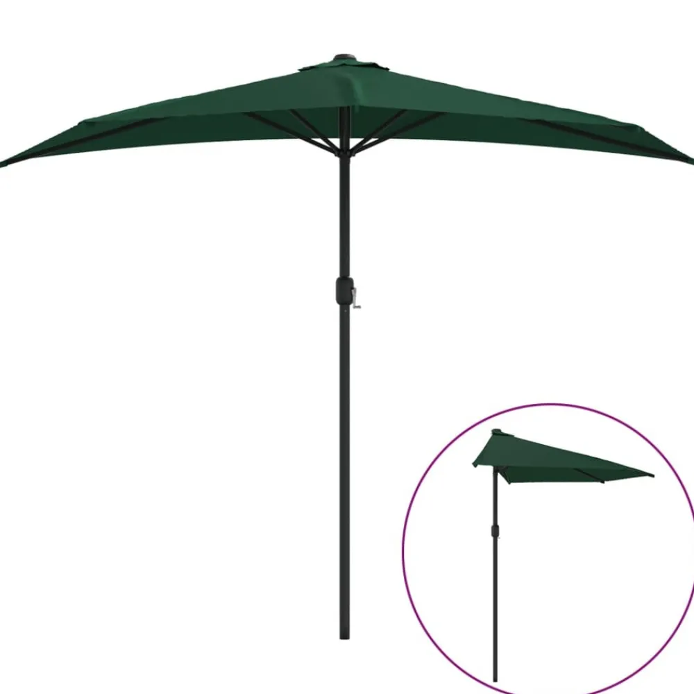 Maison Exclusive Parasols, Voiles D’Ombrage | - Parasol de balcon avec mât en aluminium vert 270x144 cm demi