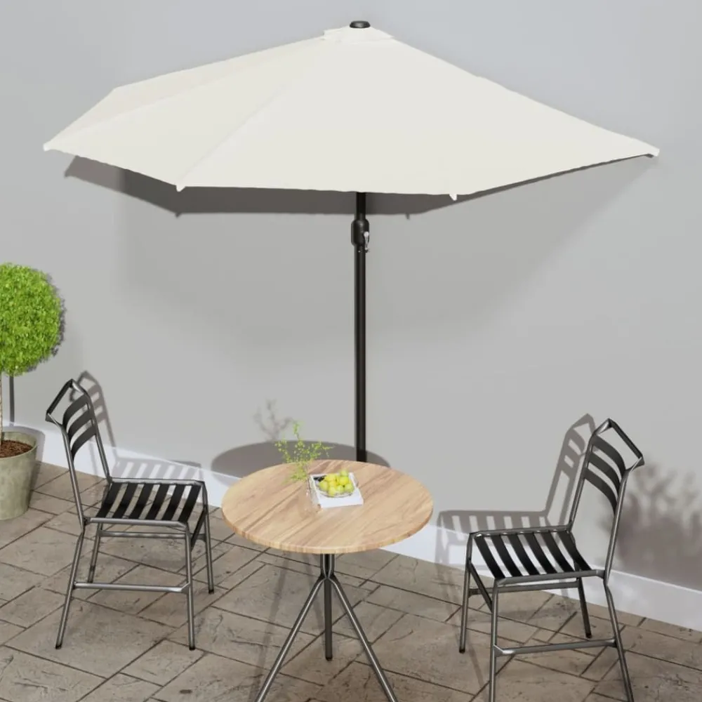 Maison Exclusive Parasols, Voiles D’Ombrage | - Parasol de balcon avec mât en aluminium sable 270x144 cm demi
