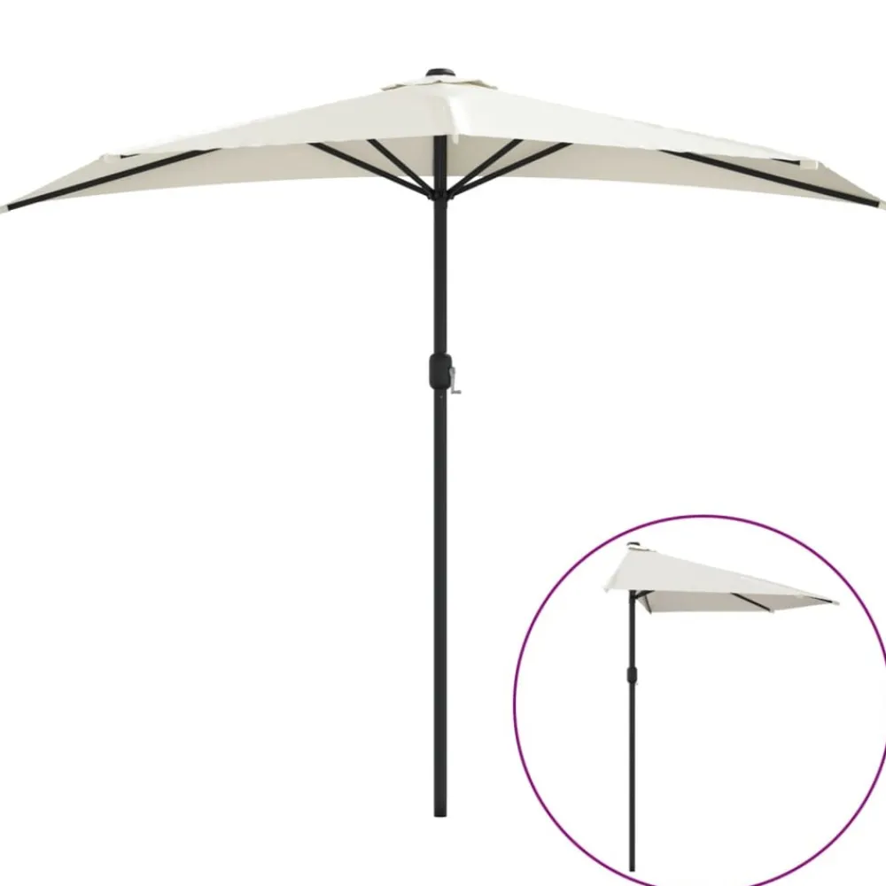 Maison Exclusive Parasols, Voiles D’Ombrage | - Parasol de balcon avec mât en aluminium sable 270x144 cm demi