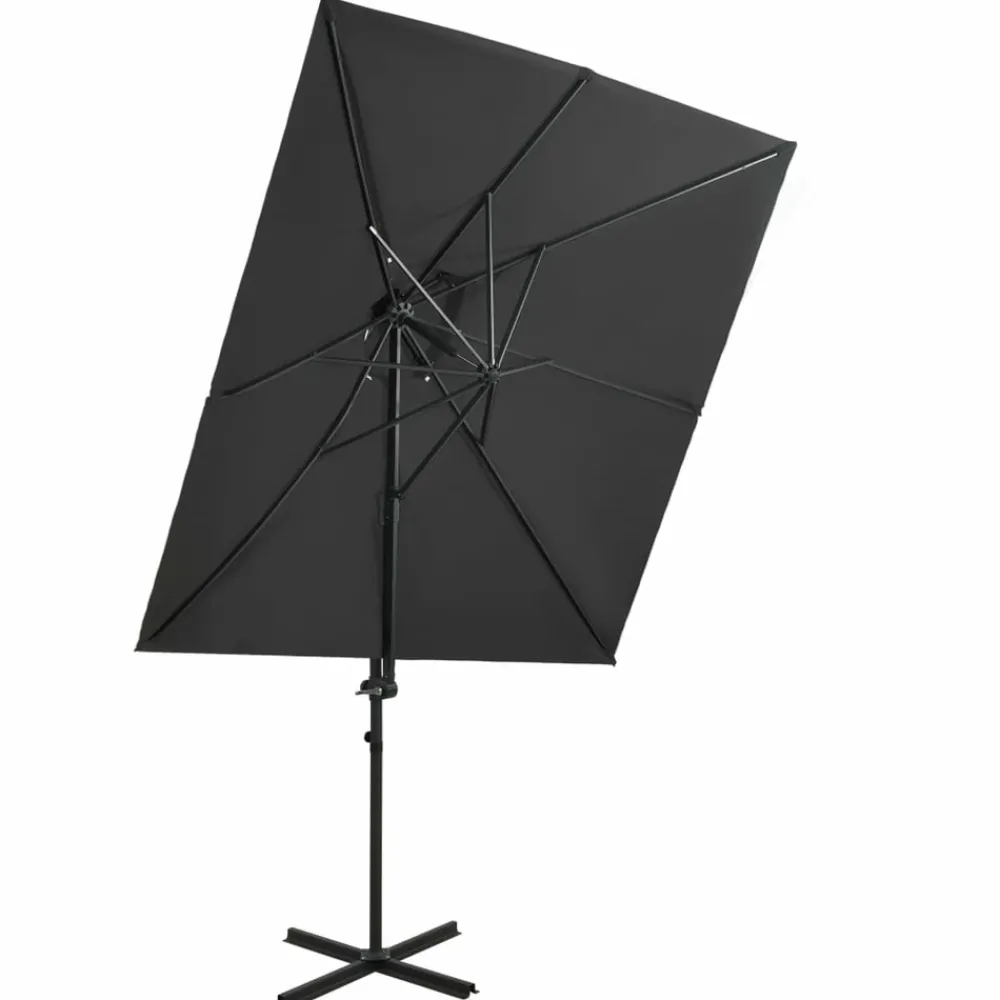 Maison Exclusive - Parasol de jardin en porte-à-faux à double toit anthracite Hot