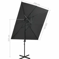 Maison Exclusive - Parasol de jardin en porte-à-faux à double toit anthracite Hot
