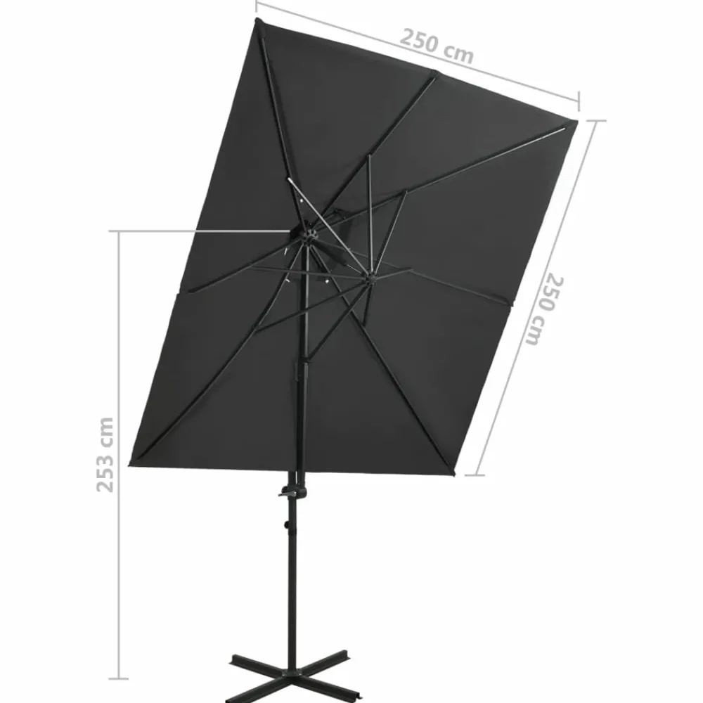 Maison Exclusive - Parasol de jardin en porte-à-faux à double toit anthracite Hot