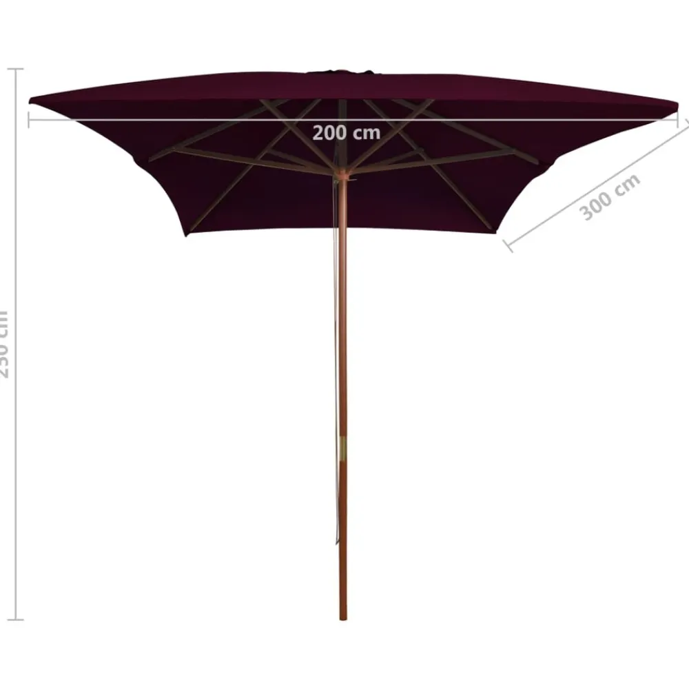 Maison Exclusive - Parasol de jardin avec mât en bois rouge bordeaux 200x300 cm
