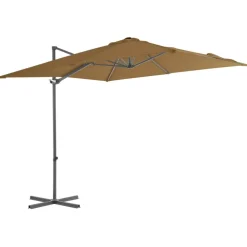 Maison Exclusive - Parasol de jardin en porte-à-faux avec mât en acier taupe Discount