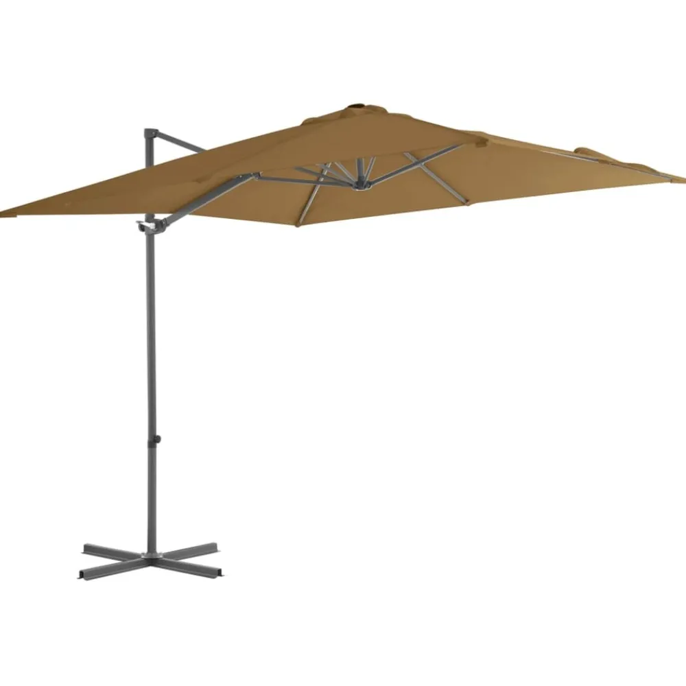 Maison Exclusive - Parasol de jardin en porte-à-faux avec mât en acier taupe Discount