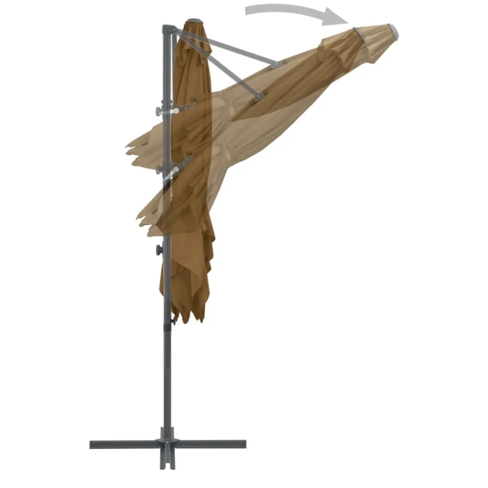 Maison Exclusive - Parasol de jardin en porte-à-faux avec mât en acier taupe Discount
