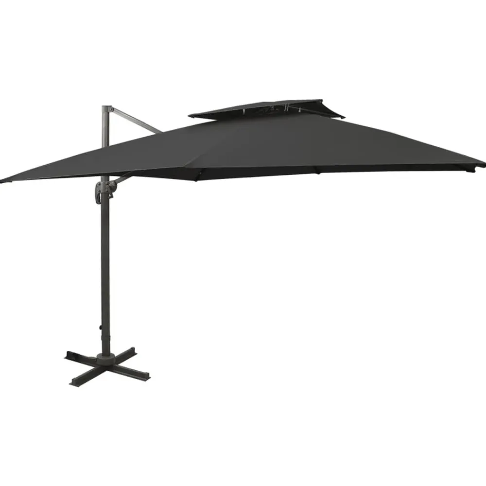 Maison Exclusive - Parasol de jardin en porte-à-faux avec double toit noir Online