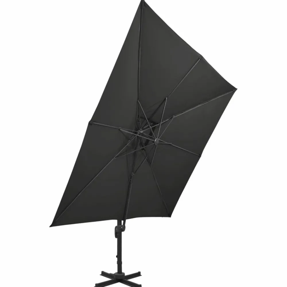 Maison Exclusive - Parasol de jardin en porte-à-faux avec double toit noir Online