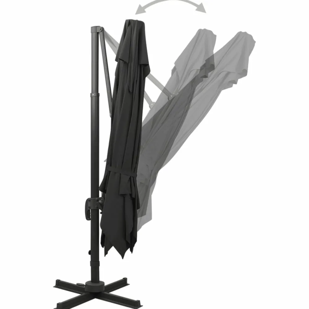 Maison Exclusive - Parasol de jardin en porte-à-faux avec double toit noir Online