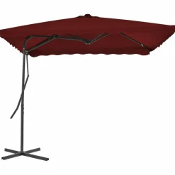 Maison Exclusive - Parasol de jardin et mât en acier rouge bordeaux 250x250x230 cm Outlet