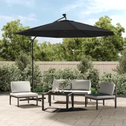 Maison Exclusive - Parasol de jardin en porte-à-faux et lumières led mât en acier Sale