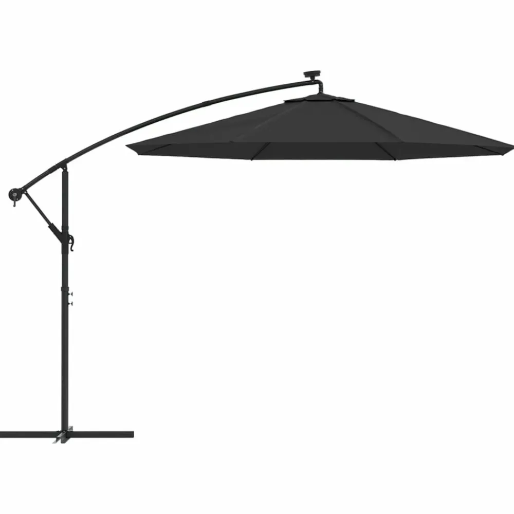 Maison Exclusive - Parasol de jardin en porte-à-faux et lumières led mât en acier Sale